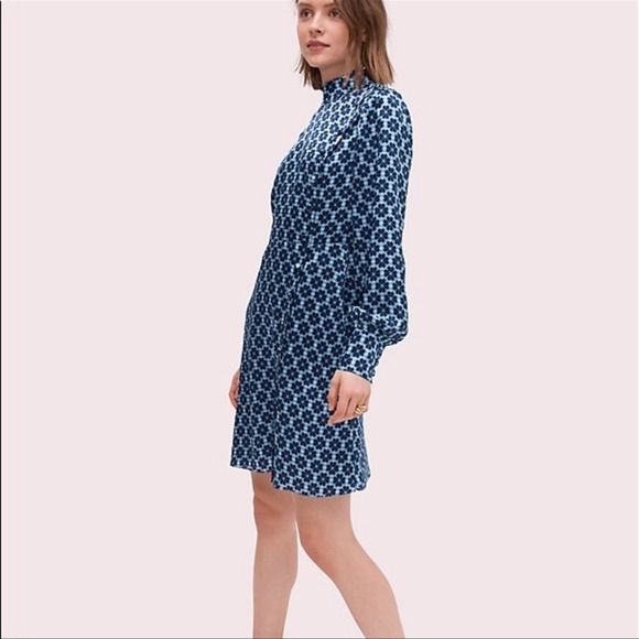 Kate Spade Spade Flower Silk Dress in Storm Cloud Size 6 - Picture 2 of 15